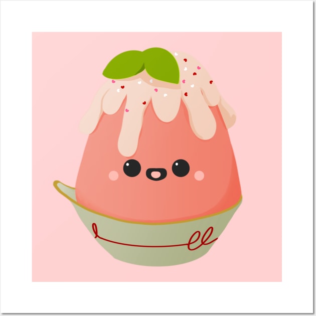 Cute little strawberry Kakigõri Wall Art by AshStore